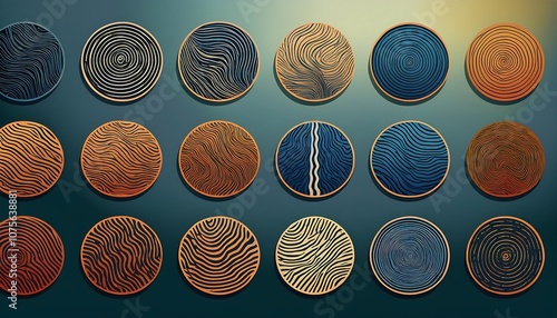  A set of editable maps and vector logos featuring topographic lines, tree rings, and circul_1(565) photo