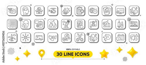 Clipboard, Euro rate and Square meter line icons pack. 3d design elements. Time management, Windmill turbine, Energy inflation web icon. Recovery hdd, Fire energy, Scissors pictogram. Cough. Vector