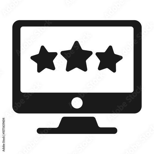 Monitor icon. Rating window. Three stars. Vector flat isolated illustration