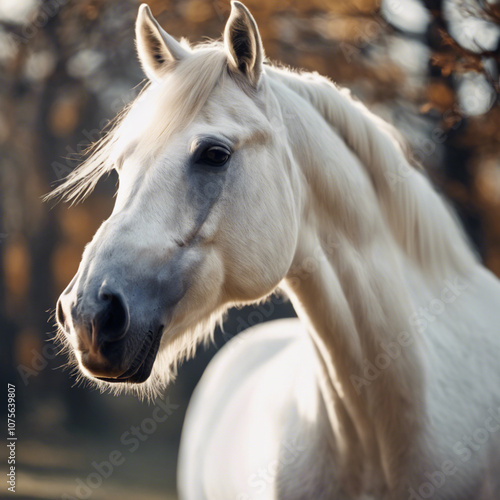 Wallpaper Mural White Horse Closeup Torontodigital.ca