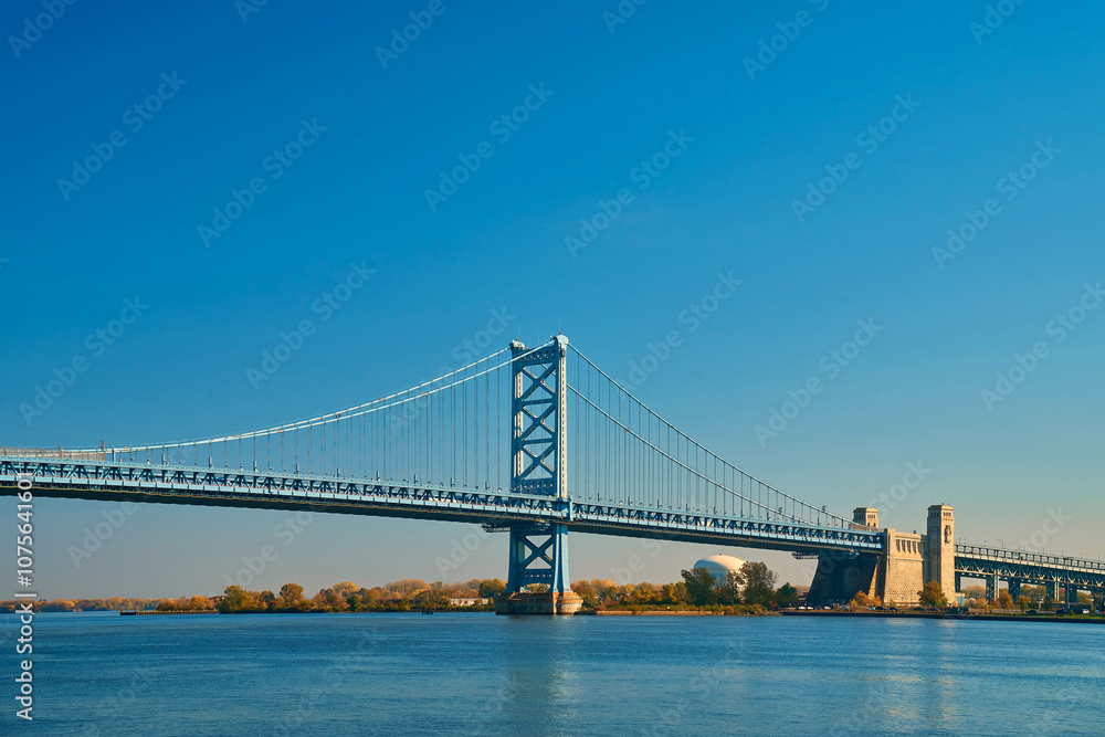 A beautiful large metal bridge over the river A beautiful large metal bridge over the river