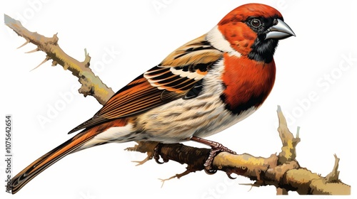 Vibrant png illustration of a sparrow for nature designs, wildlife art, and ornithology projects photo