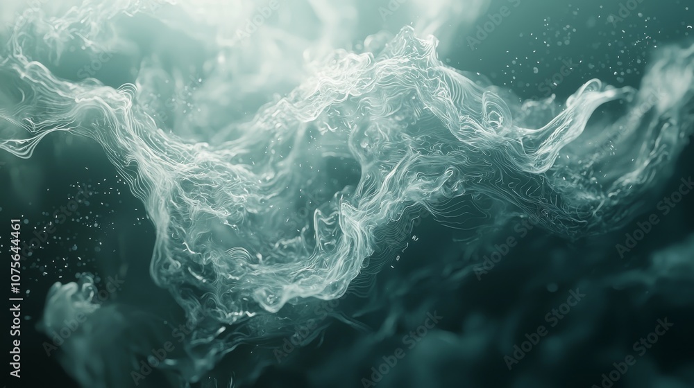 Fototapeta premium Abstract Flowing Smoke-Like Green Patterns