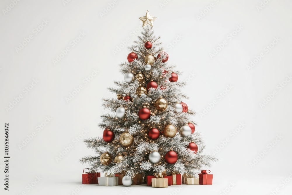 decorated christmas tree on white background decorated christmas tree on white background