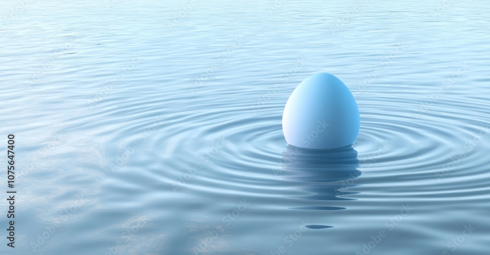 Blue Egg Floating in Ripples Blue Egg Floating in Ripples