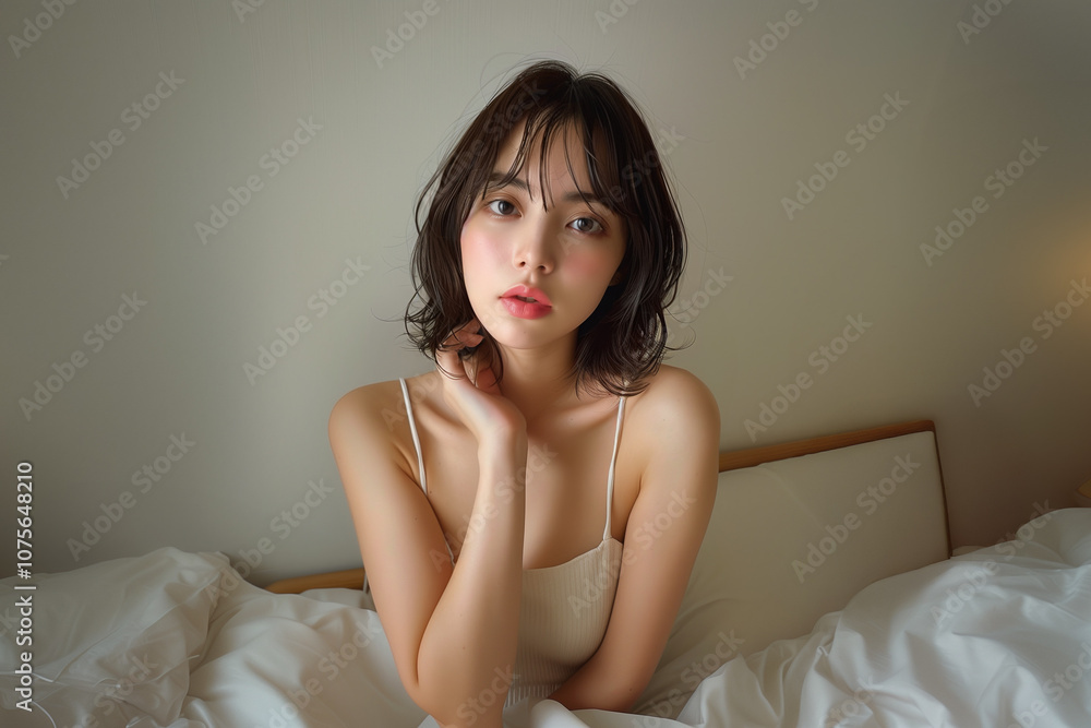 Obraz premium 寝起きの女性