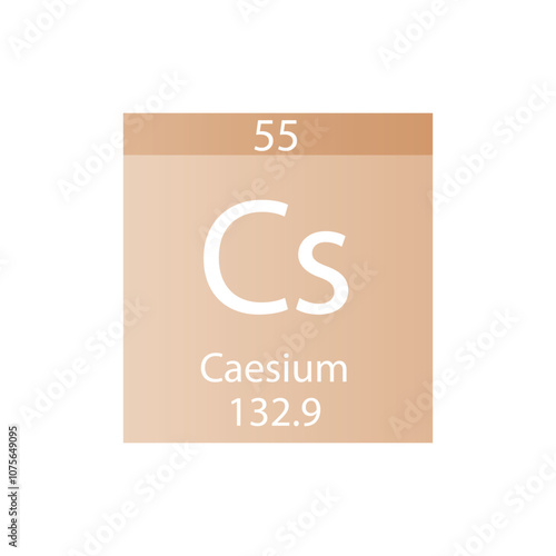 Cs Caesium Alkali metal Chemical Element Periodic Table. Simple flat square vector illustration, simple clean style Icon with molar mass and atomic number for Lab, science or chemistry class.