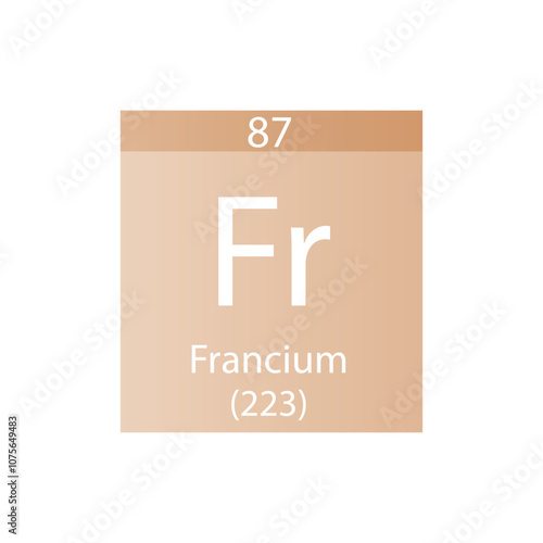 Fr Francium Alkali metal Chemical Element Periodic Table. Simple flat square vector illustration, simple clean style Icon with molar mass and atomic number for Lab, science or chemistry class.