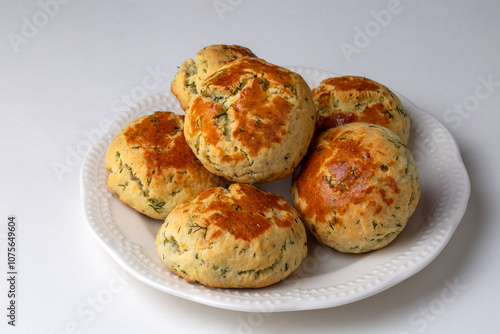 Delicious Turkish food; dill cheese pastry, Turkish name; dere otlu peynirli pogaca
