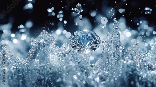 Wallpaper Mural Sparkling Diamond Splashing In Water. Torontodigital.ca