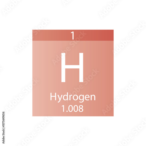 H Hydrogen Non reactive metal Chemical Element Periodic Table. Simple flat square vector illustration, simple clean style Icon with molar mass and atomic number for Lab, science or chemistry class.