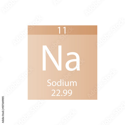 Na Sodium Alkali metal Chemical Element Periodic Table. Simple flat square vector illustration, simple clean style Icon with molar mass and atomic number for Lab, science or chemistry class.