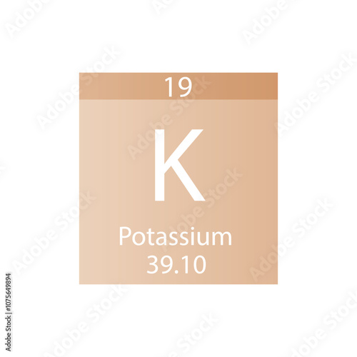 K Potassium Alkali metal Chemical Element Periodic Table. Simple flat square vector illustration, simple clean style Icon with molar mass and atomic number for Lab, science or chemistry class.