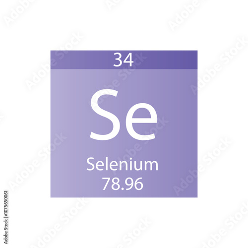 Se Selenium Non reactive metal Chemical Element Periodic Table. Simple flat square vector illustration, simple clean style Icon with molar mass and atomic number for Lab, science or chemistry class.