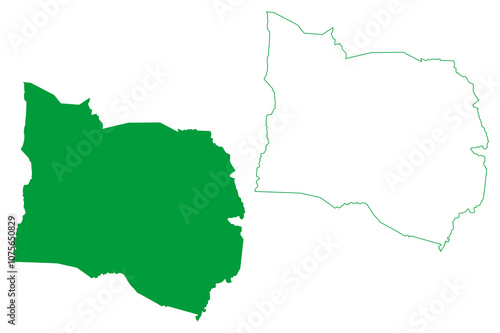 Monte Santo municipality (Bahia state, Municipalities of Brazil, Federative Republic of Brazil) map vector illustration, scribble sketch Monte Santo map