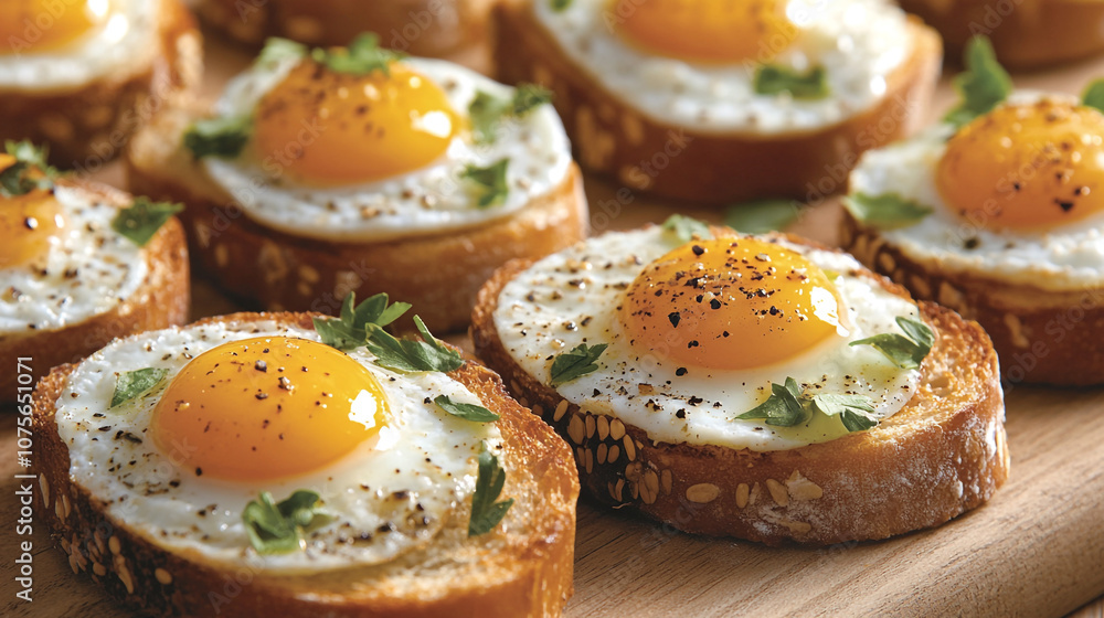 Delicious Fried Egg Toasts with Parsley and Pepper Delicious Fried Egg Toasts with Parsley and Pepper