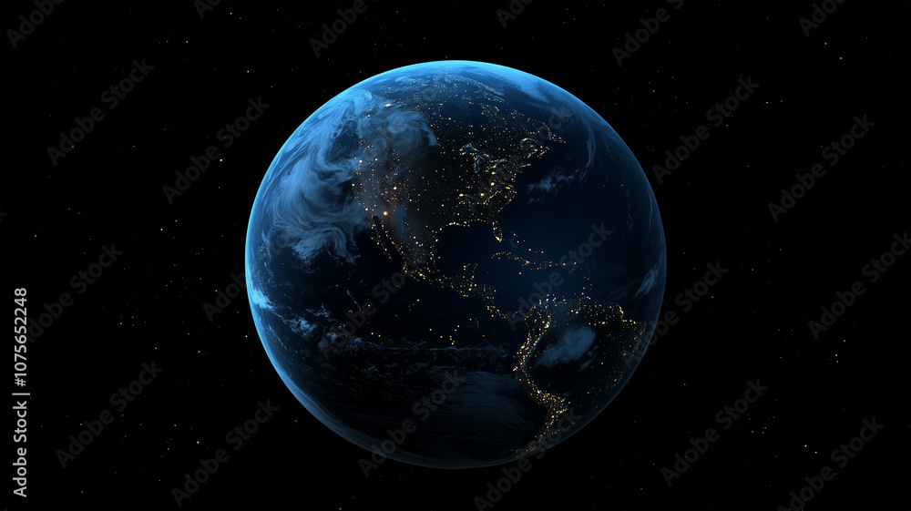Fototapeta premium 夜の宇宙から見た地球