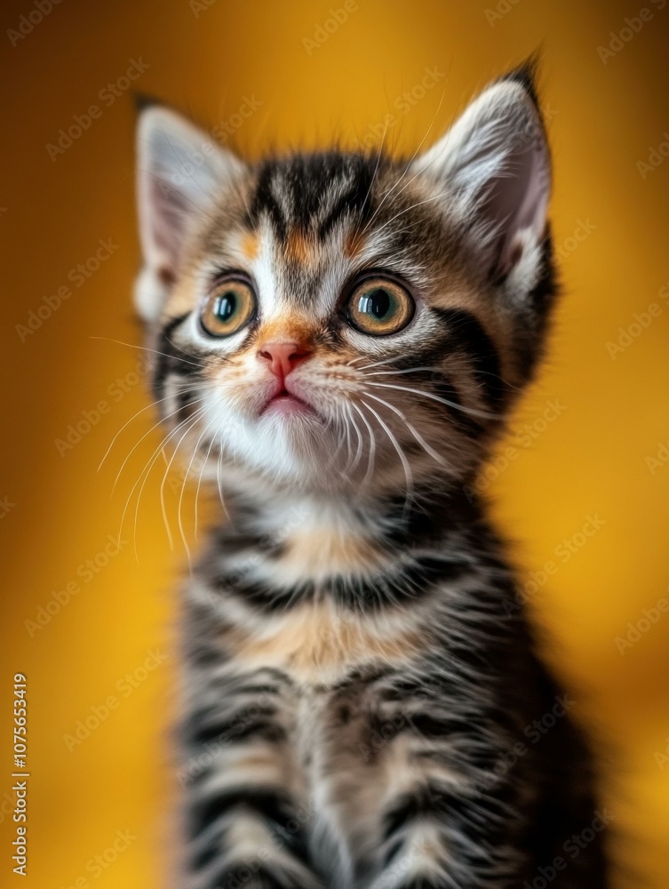 A curious kitten looks up with big, bright eyes. AI. A curious kitten looks up with big, bright eyes. AI.
