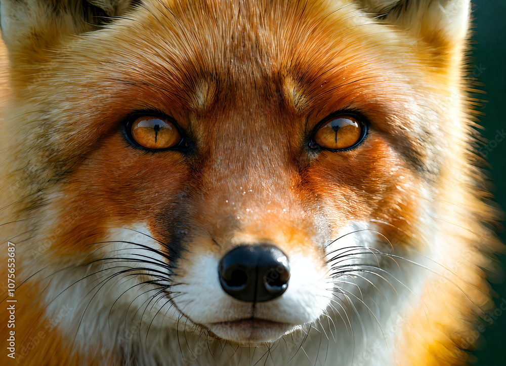 Fototapeta premium Surreal Cinematic Photo of Curious Fox with Tear in Eye under Bright Sunlight