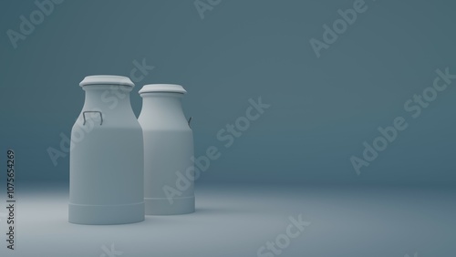 milk cans on a cool clean background