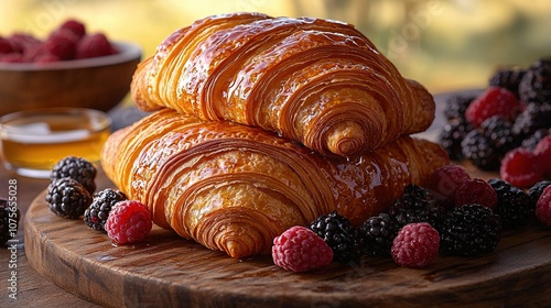 Wallpaper Mural   A few croissants perched on a fruit-laden cutting board Torontodigital.ca