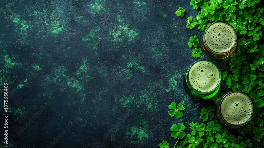 St. Patrick’s Day Background with Shamrocks and Open Space for Text St. Patrick’s Day Background with Shamrocks and Open Space for Text