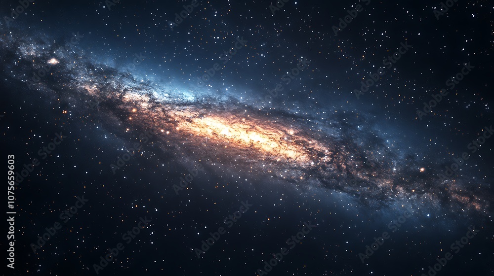 Fototapeta premium Cosmic spiral galaxy featuring nebula brilliant stars space image