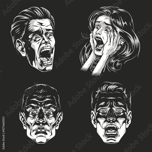 Art shows fear and shock expressions