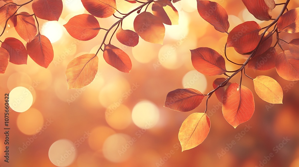 Golden sky backdrop highlighting vibrant autumn leaves colors image Golden sky backdrop highlighting vibrant autumn leaves colors image