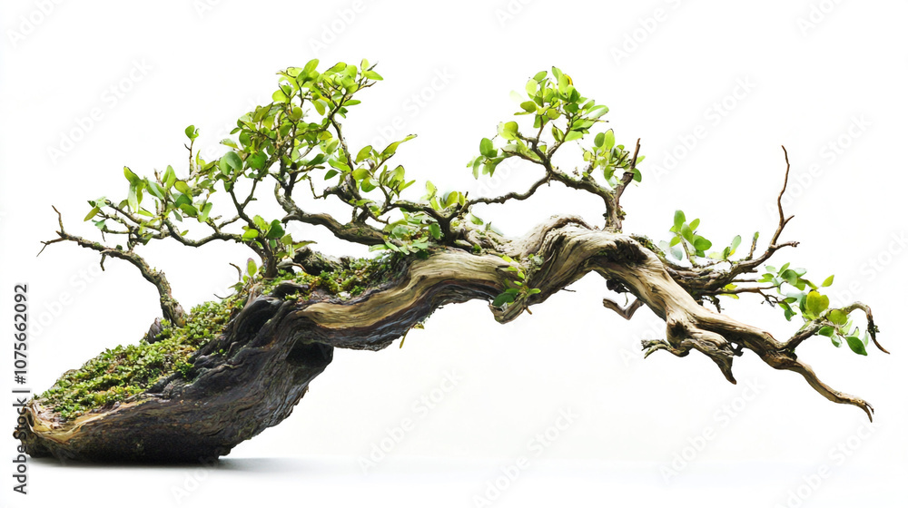 Fototapeta premium Bonsai Tree with Twisted Branches and Lush Foliage