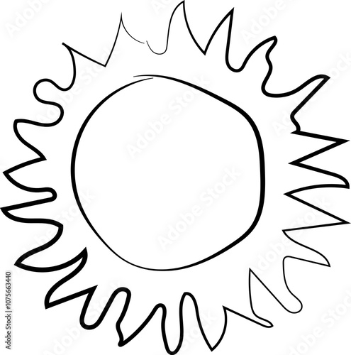 Cute doodle sun. Hand drawn vector illustration. Sketch sun, Handdrawn sunshine symbols