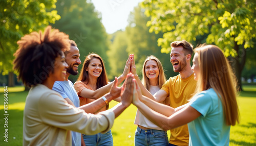 Friends Celebrating in a Park