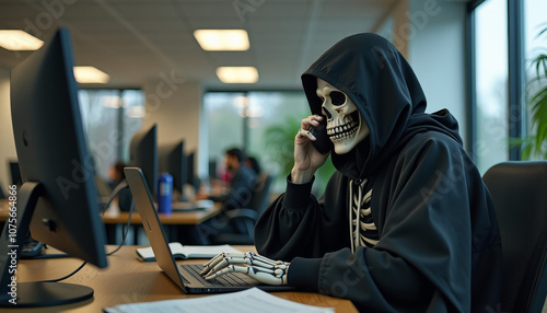 Skeleton Employee in Office Costume