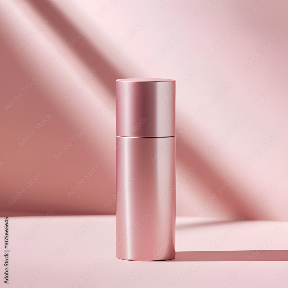 Makeup jar, clean mockup with minimalistic background. Self-care, health care concept. Generated with AI.
