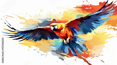 Vibrant macaw parrot with colorful feathers perfect for tropical and exotic design projects photo