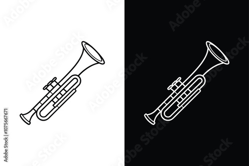 Musical instrument trumpet icon isolated vector icon illustration on white background.