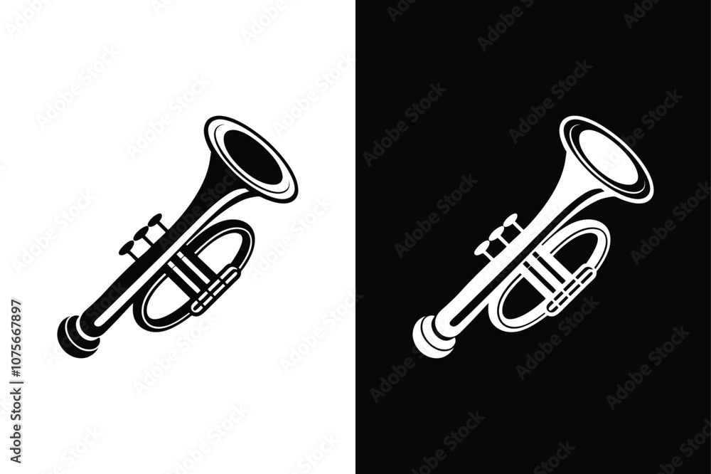 Musical instrument trumpet icon isolated vector icon illustration on white background. Musical instrument trumpet icon isolated vector icon illustration on white background.