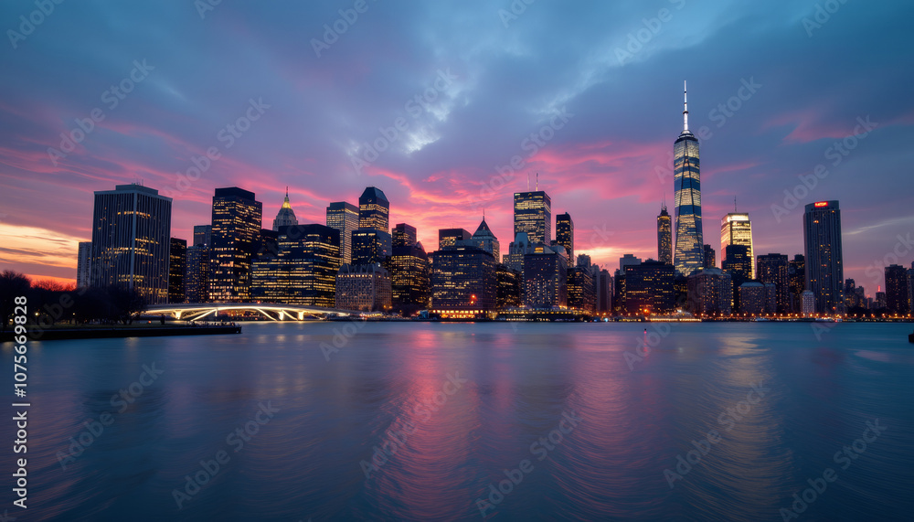 Obraz premium New York City Skyline at Dusk - A Breathtaking View