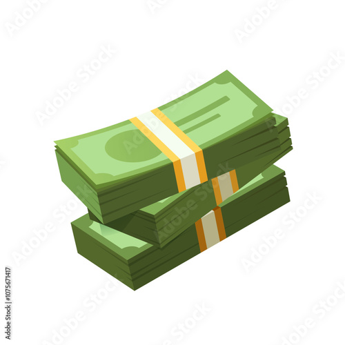 Vector money banknotes stack isolated on white background.