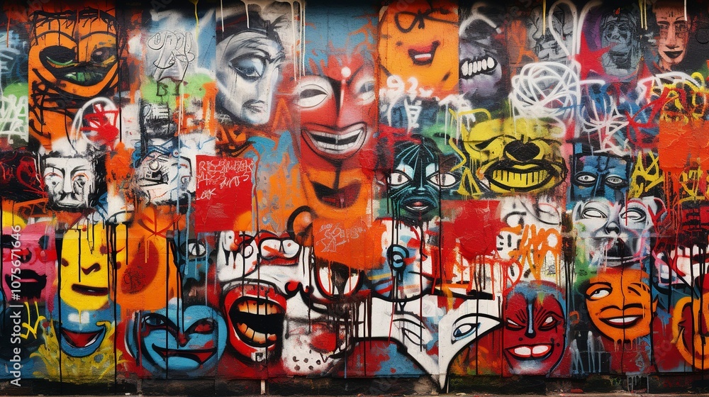 Fototapeta premium A photo of a wall covered in graffiti art