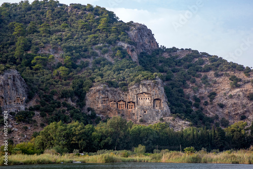 Wallpaper Mural Rock-cut temple tombs in Kaunos Dalyan - Turkey (Turkish name; kaya mezarlari) Ancient city of Kaunos, Dalyan valley, Turkey. Kaunos (Latin: Caunus) Torontodigital.ca