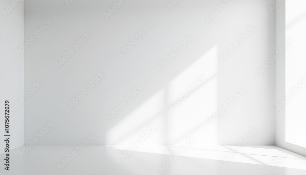 Fototapeta premium Empty White Room with Sunlight Shadows