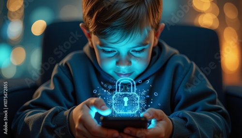 Wallpaper Mural Child Focused on Digital Security Torontodigital.ca