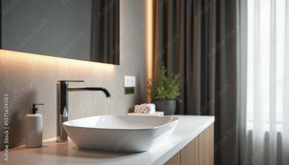 Fototapeta premium Modern Bathroom Design with Elegant Details
