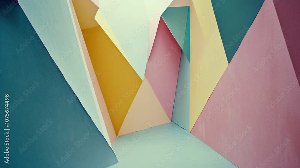 Fototapeta premium Abstract Geometric Background with Pastel Colors and Triangles
