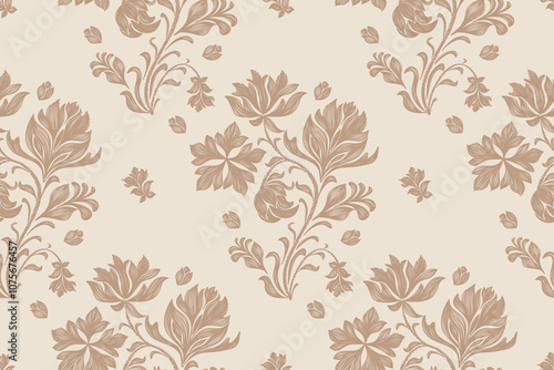 Boho seamless floral pattern damask wallpaper vector illustration.