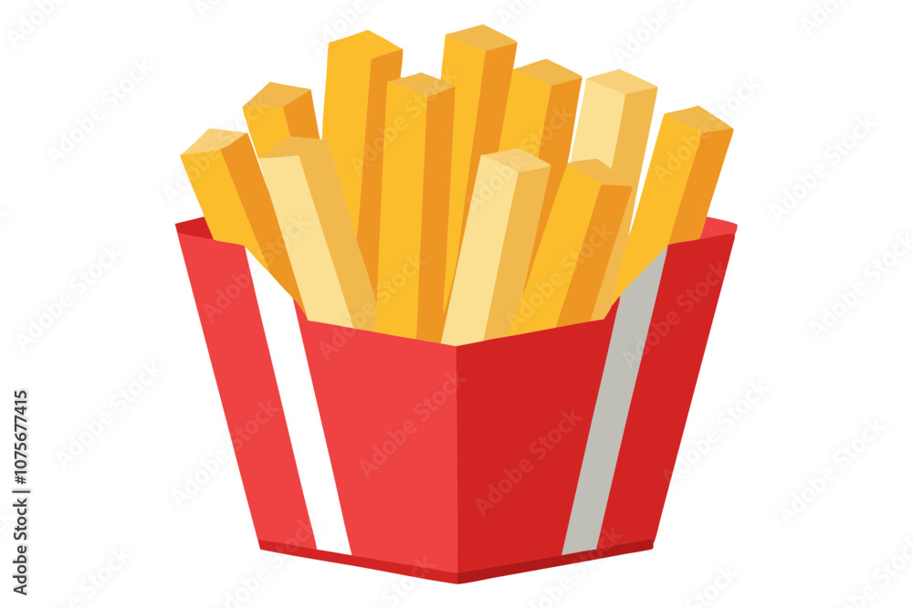 Simple French Fries Box Illustration on Clean White Background Simple French Fries Box Illustration on Clean White Background