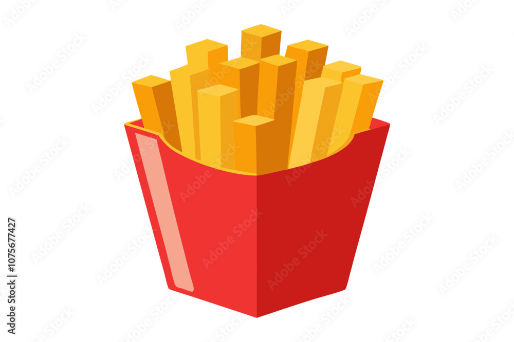 Simple French Fries Box Illustration on Clean White Background Simple French Fries Box Illustration on Clean White Background