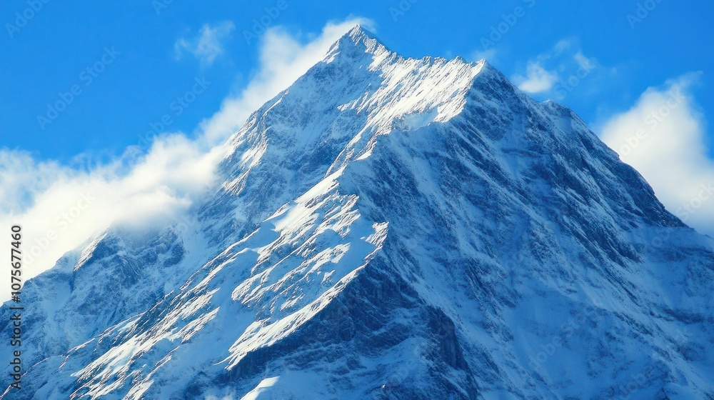 Majestic snow-covered mountain peaks in the Swiss Alps, bathed in soft sunlight with a clear blue sky overhead. Majestic snow-covered mountain peaks in the Swiss Alps, bathed in soft sunlight with a clear blue sky overhead.