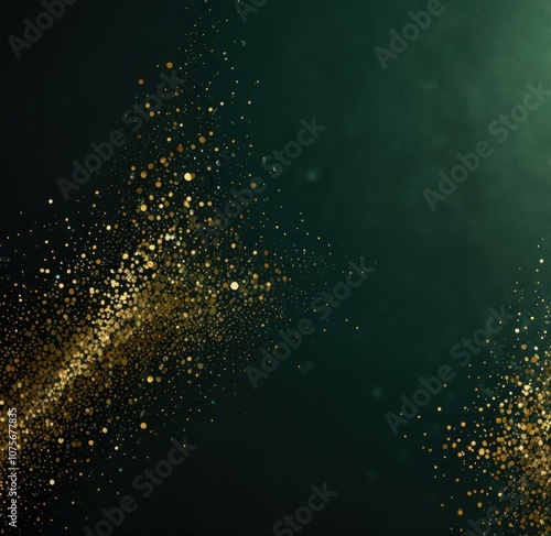 Wallpaper Mural Box with gift and festive bow on emerald green background with sequins. Concept of festive banner for Christmas, New Year Torontodigital.ca